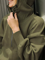 Half-Zip Dropped Shoulder Hoodie