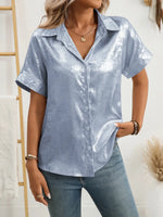 Button Up Short Sleeve Shirt - Ladyez