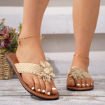 Floral Accent Braided Thong Sandals