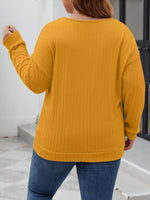 Plus Size V-Neck Dropped Shoulder Blouse