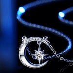 925 Sterling Silver Moissanite Star Moon Necklace
