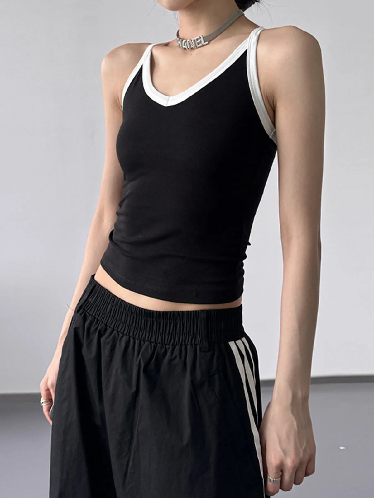 Contrast Trim Cami Top - Ladyez