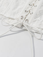 Lace Up Back Eyelet Ruffle Trim Tank
