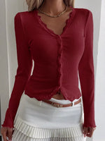 Lace Trim Long Sleeve Top