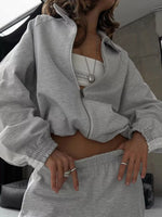 Zip Up Long Sleeve Outerwear and Pants Set