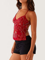 Crisscross Back V-Neck Cami - Ladyez