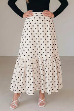 Polka Dot Ruffled Slit Maxi Skirt