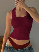 Ribbed Square Neck Tank Top
