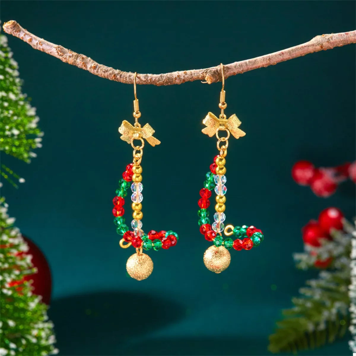 18K Gold-Plated Bead Bow Earrings