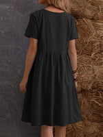 Full Size Casual Loose Fit Tiered Ruffle Hem Dress Plus Size
