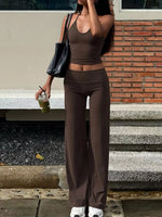 Halter Neck Crop Top and Pants Set