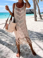 Fringe Scoop Neck Cover-Up - Ladyez