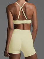 Ruched Sports Bra and High-Waisted Shorts Active Set - Ladyez
