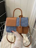 Two-Tone PU Leather Crossbody Bag