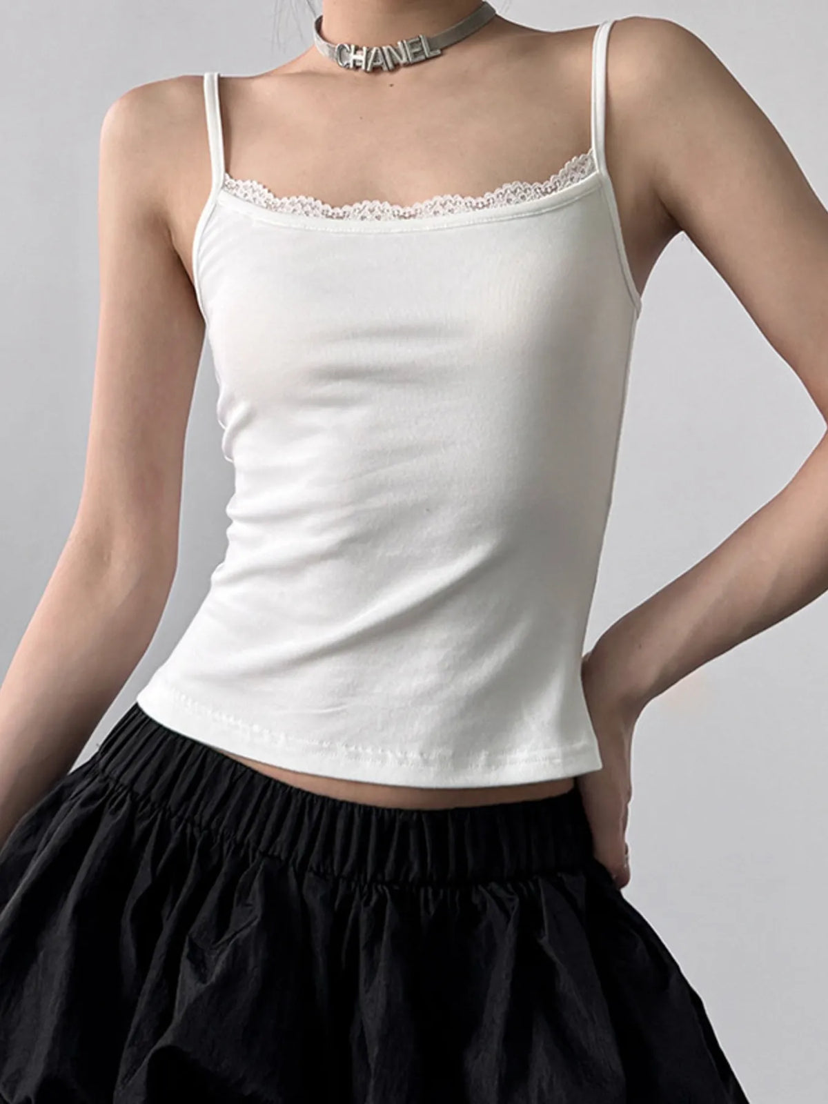 Lace Trim Cami Top - Ladyez