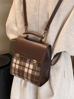 Vintage Plaid Flap Backpack Bag