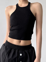 Ribbed Round Neck Crop Tank Top - Ladyez