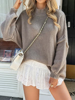 Mock Neck Drop Shoulder Sweater