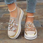 Rhinestone Decor Platform Loafers