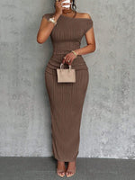Asymmetrical One Shoulder Bodycon Maxi Dress - Ladyez