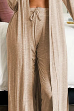 Open Front Long Sleeve Cardigan and Pants Lounge Set - Ladyez