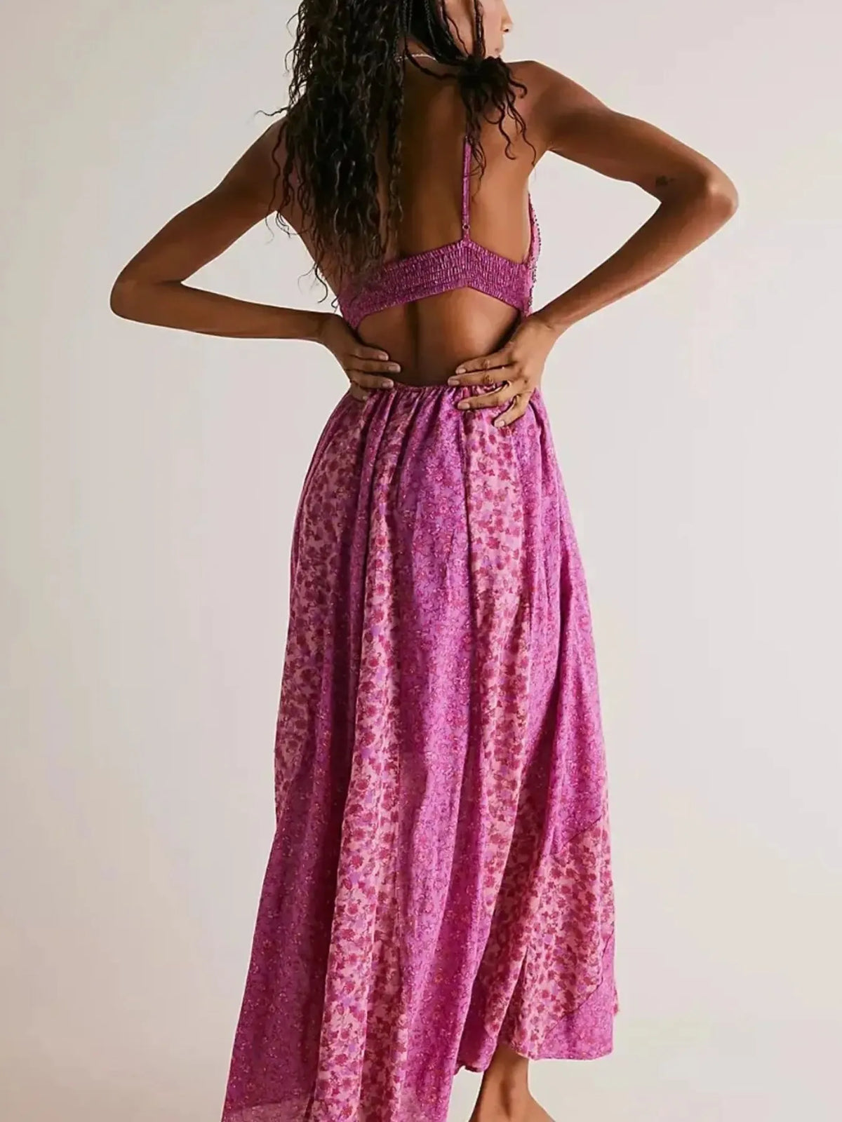 Floral V-Neck Maxi Cami Dress - Ladyez