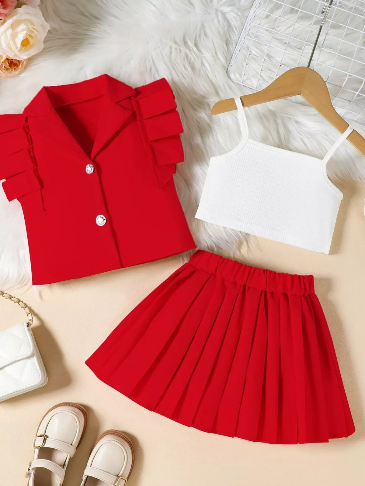 Children's Cami & Button Detail Top & Skirt Set