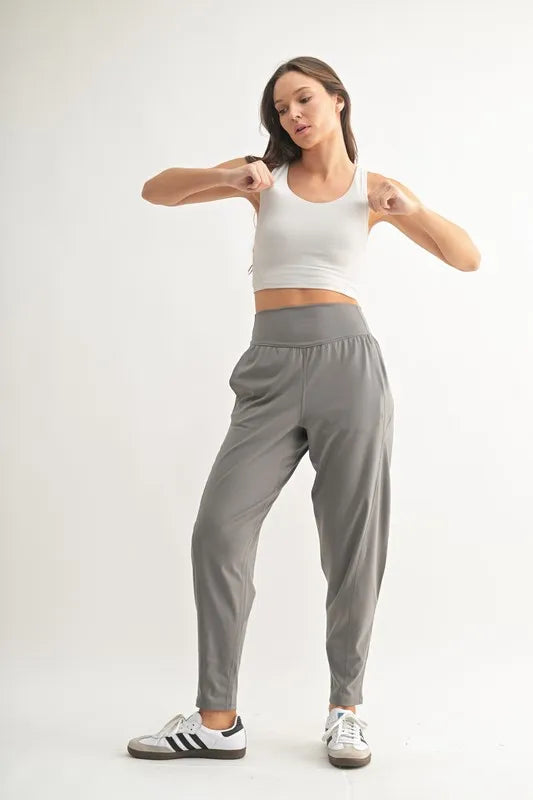 MONO B Flowbarrel High Waist Active Pants - Ladyez