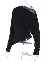 Asymmetrical Off-Shoulder Long Sleeve T-Shirt