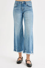 RISEN Full Size Mid Rise Crop Wide Leg Jeans Plus Size - Ladyez
