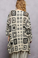 POL Open Front Crochet Cardigan with Granny Square Pattern