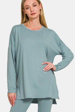Zenana Full Size Brushed Microfiber Top and Leggings Lounge Set - Ladyez