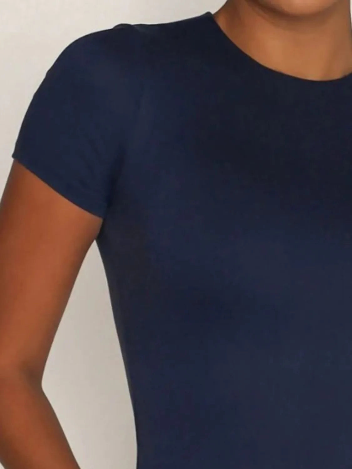 Round Neck Short Sleeve Swim Top - Ladyez