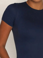 Round Neck Short Sleeve Swim Top - Ladyez