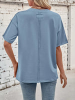 Lovelet Exposed Seam Round Neck Half Sleeve T-Shirt