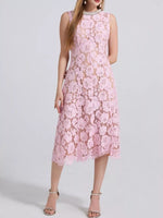 Pearl Neckline Sleeveless Lace Dress