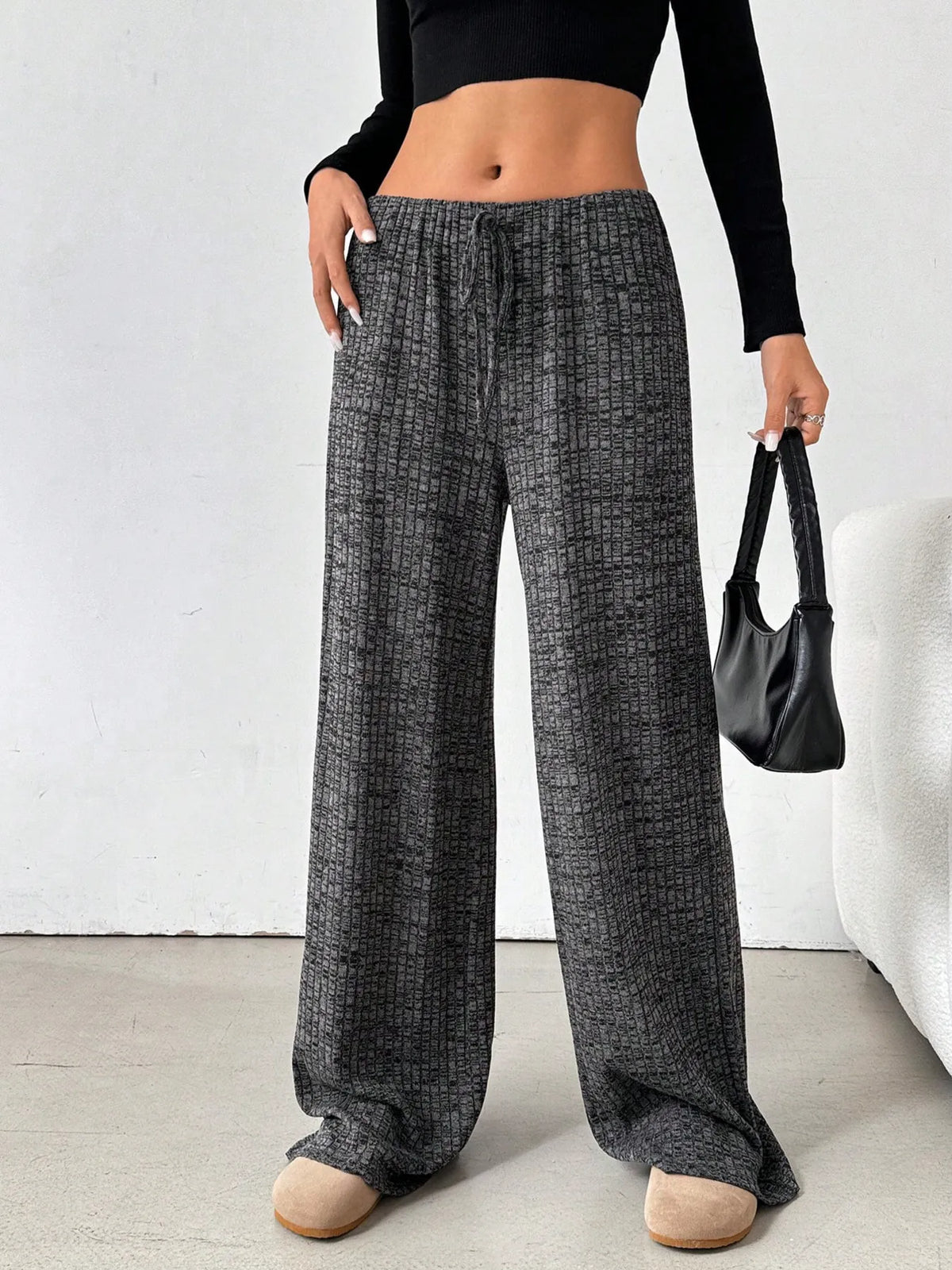 Striped Wide Leg Drawstring Pants