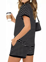 Striped Short Sleeve Polo and Shorts Set