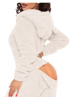 Fleece Hooded Open Back Jumpsuit