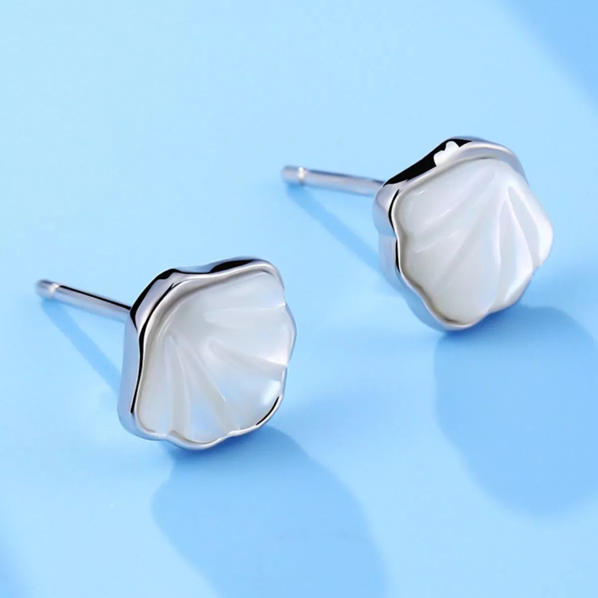 925 Sterling Silver Shell Stud Earrings