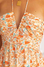 Tiered Halter Neck Printed Cami Dress - Ladyez