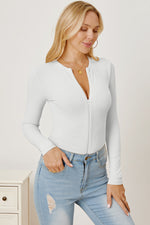 Zip Up Long Sleeve Bodysuit - Ladyez