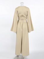 Round Neck Top and Wide Leg Pants Set