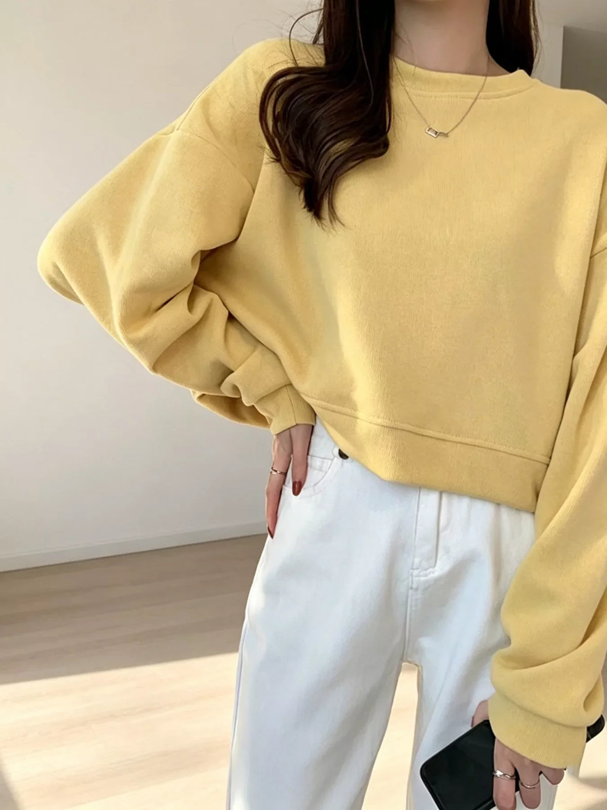 Crew NeckDrop Shoulder Sweatshirt