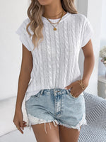 Cable-Knit Round Neck Knit Top