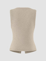 Ribbed Button-Front Sleeveless Tank