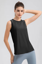 Round Neck Wide strap Active Tank - Ladyez
