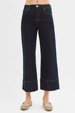 RISEN Tummy Control High Rise Crop Wide Seam Detailed Jeans - Ladyez