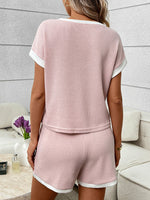 Contrast Trim Short Sleeve Top and Shorts Set