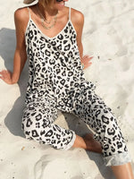 Leopard Sleeveless Jumpsuit with Pockets